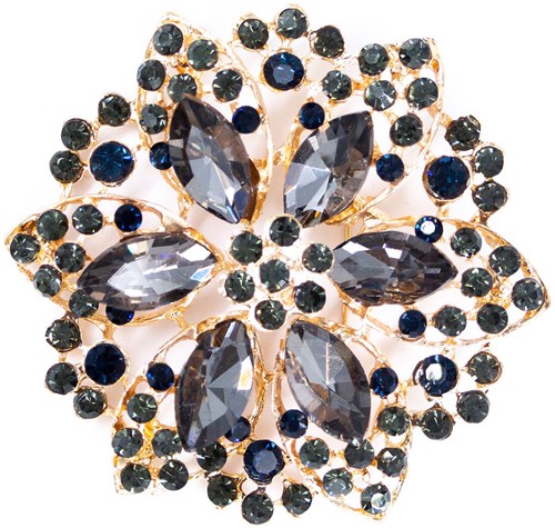 Luxe Broche Crystal Flower Donkergroen-Grijs