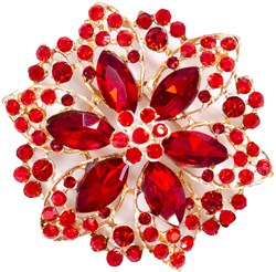 Luxe Broche Crystal Flower Rood