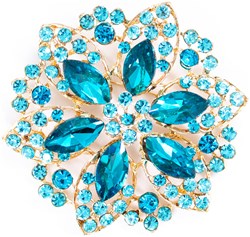 Luxe Broche Crystal Flower Turquoise