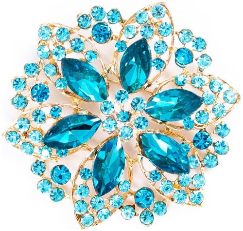 Luxe Broche Crystal Flower Turquoise