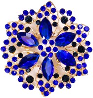 Luxe Broche Crystal Flower Blauw