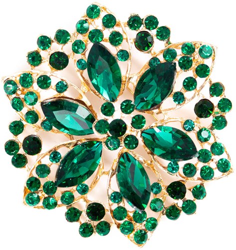 Luxe Broche Crystal Flower Groen