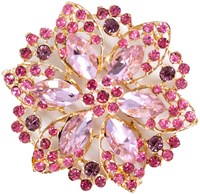 Luxe Broche Crystal Flower Roze