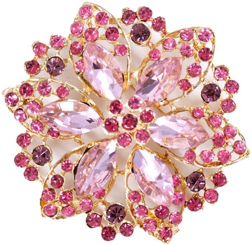 Luxe Broche Crystal Flower Roze
