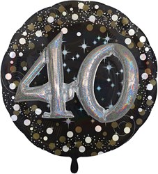 3D Folieballon 40 Jaar Luxe Zwart/Goud (81cm)