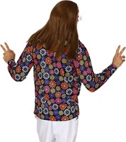 Heren Disco Blouse Seventies Flower Power (achterkant)