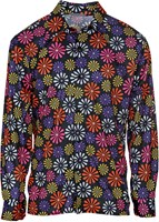 Heren Disco Blouse Seventies Flower Power (alleen product)
