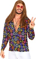 Heren Disco Blouse Seventies Flower Power