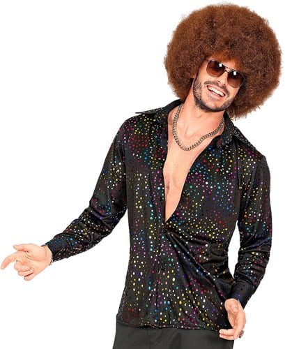 Heren Disco Blouse Seventies Multi Dots
