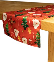 Vrolijke Tafelloper Kerst Rood (40x130cm)