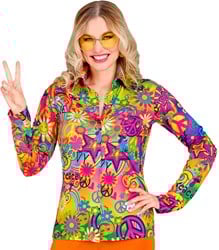 Dames Hippie Blouse Seventies Peace & Love