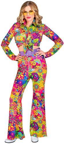 Dames Hippie Broek Seventies Peace & Love (voorbeeld 2)