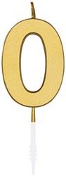 Taartkaarsje Nummer 0 Metallic Goud - 4,5cm