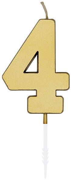 Taartkaarsje Nummer 4 Metallic Goud - 4,5cm