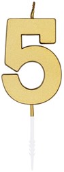 Taartkaarsje Nummer 5 Metallic Goud - 4,5cm