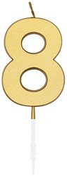 Taartkaarsje Nummer 8 Metallic Goud - 4,5cm