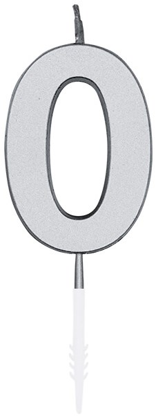Taartkaarsje Nummer 0 Metallic Zilver - 4,5cm