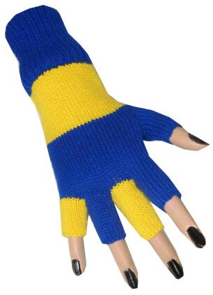 Vingerloze Handschoenen Blauw/Geel