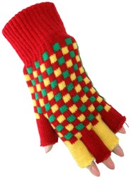 Vingerloze Handschoenen Rood-Geel-Groen Geblokt