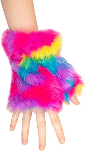 Vingerloze Handschoenen Pluche Regenboog Camouflage