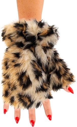 Vingerloze Handschoenen Pluche Panter