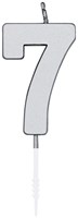Taartkaarsje Nummer 7 Metallic Zilver - 4,5cm