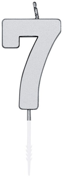 Taartkaarsje Nummer 7 Metallic Zilver - 4,5cm