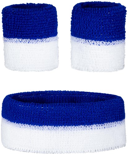 Zweetbandjes Blauw/Wit