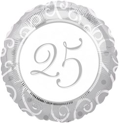 Folieballon 25 Zilver (43cm)