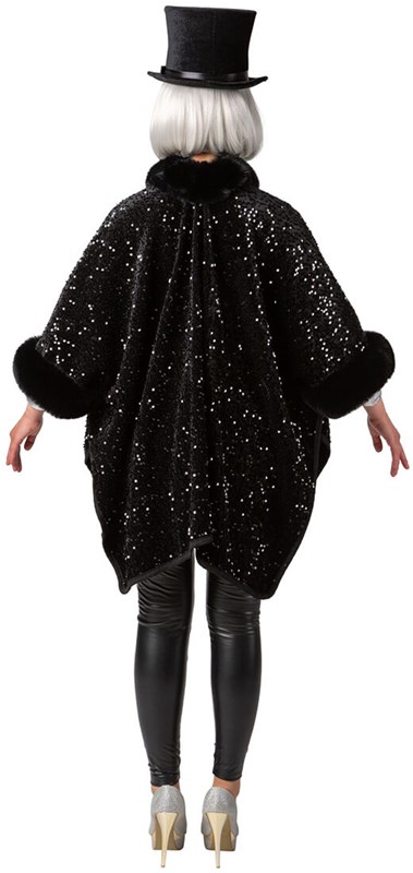 Pailletten Poncho Zwart Luxe (achterkant)