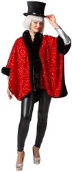 Pailletten Poncho Rood-Zwart Luxe