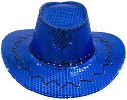 Cowboyhoed Pailletten Glitter Blauw