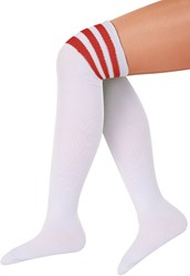 Overknees / Cheerleader Kousen Wit-Rood