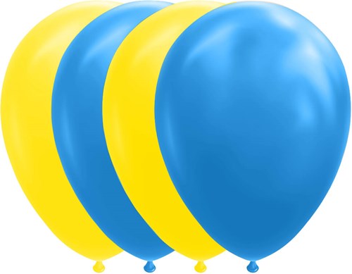 Ballonnen Blauw-Geel 10 stuks 30cm