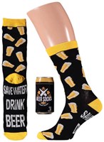 Bier Sokken In Spaarpot Bierblikje (geel)