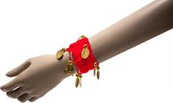 Armband Zigeuner Stof+Muntjes Rood
