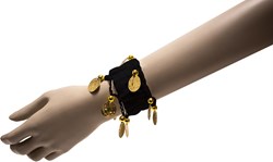 Armband Zigeuner Stof+Muntjes Zwart