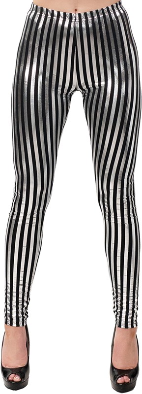 Legging Metallic Zilver-Zwart Gestreept
