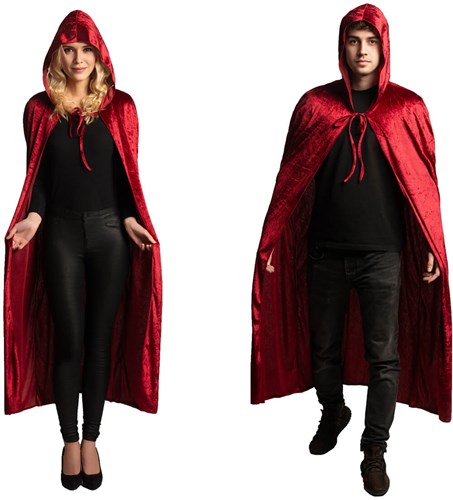 Cape met Capuchon Donkerrood (velvet)