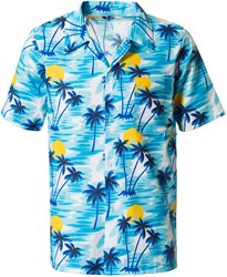 Hawaii Blouse Palmbomen Blauw-Turquoise