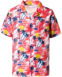 Hawaii Blouse Palmbomen Rood-Roze