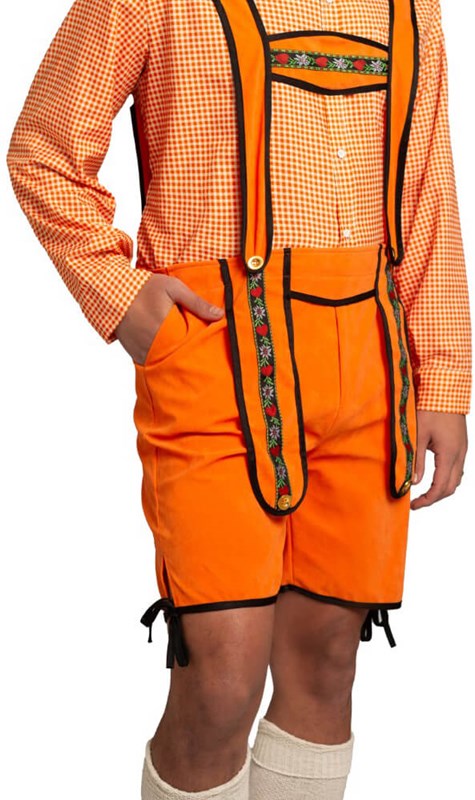 Lederhose Kort Oranje Johan (detail)
