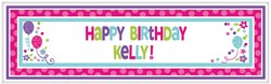 Banner Happy Birthday Paars/Roze Met Stickers
