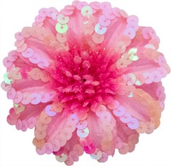 Bloemenbroche+Elastiek Pailletten Roze