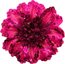 Bloemenbroche+Elastiek Pailletten Pink