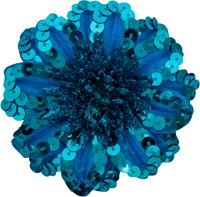 Bloemenbroche+Elastiek Pailletten Turquoise
