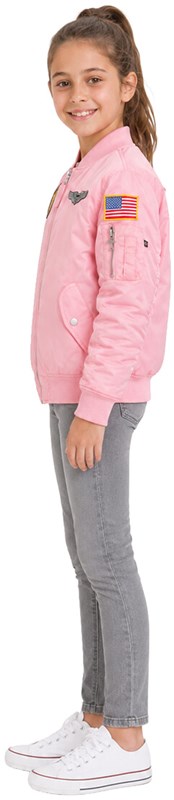 Kinder MA-1 Flight Jacket Roze (zijkant)