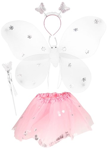 Vlinderfee Verkleedset Wit-Roze