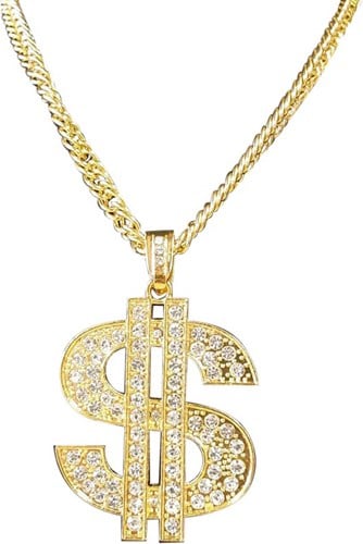 Pooierketting Luxe Dollar Goud + Strass