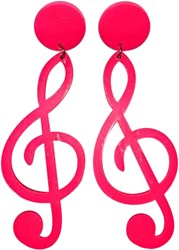 Oorbellen Eighties Muzieknoten Pink